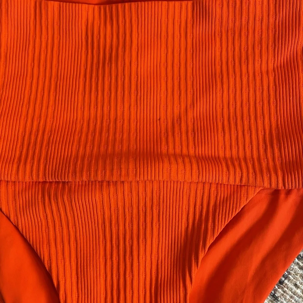 l*space Orange High Waisted Pointelle Ribbed Desi‎ Bikini Bottom XS